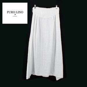 Puro Lino White 100% Linen Skirt Sharkbite Hem Crinkle Pull On Made Italy SZ M ?